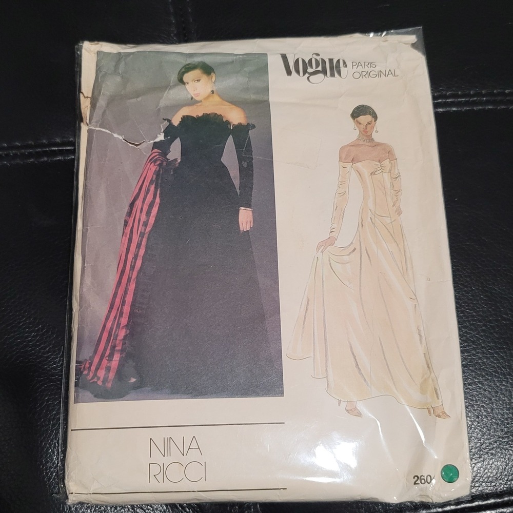 Vogue Paris Original 2604 Nina Ricci Misses Dress Stole Sewing Pattern Size 16